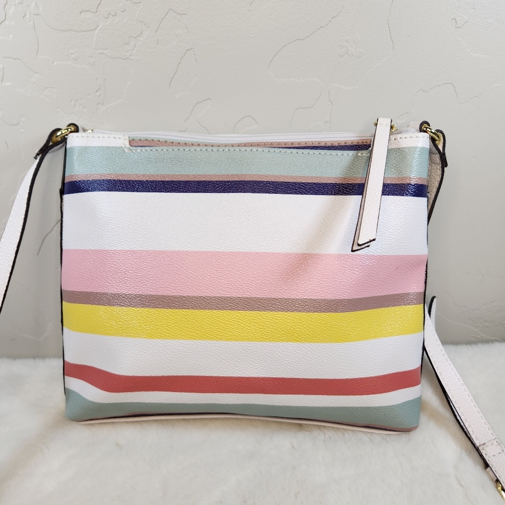 iz Claiborne Multicolor Striped Crossbody Bag | Rainbow | Faux Leather Spring - Picture 6 of 7